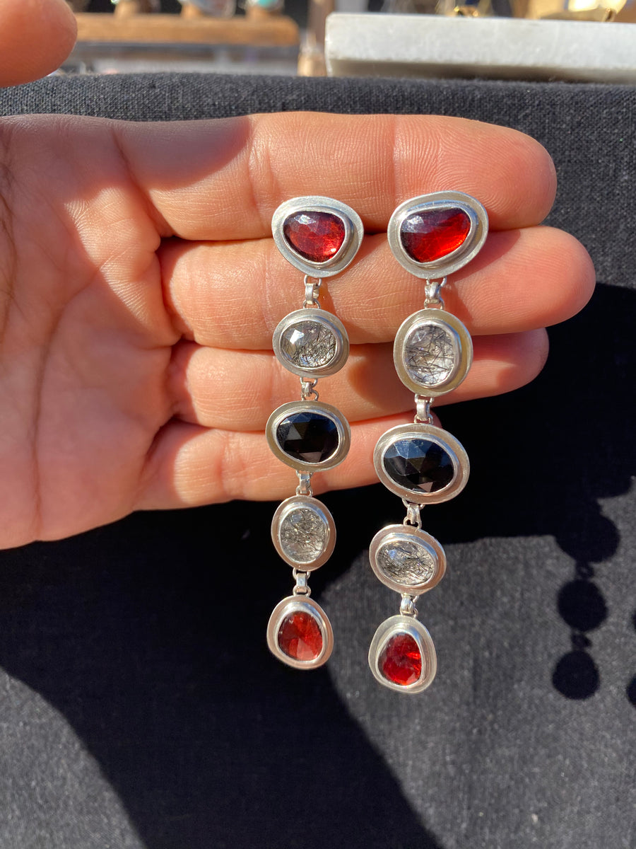 Garnet, Tourmaline, Spinel Alchemy Earrings