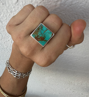 Square Signet Ring - Royston Turquoise - Size 9