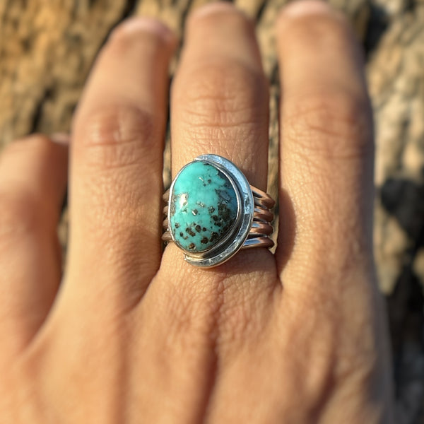 Campitos Turquoise Chunky Ring, Size 7.75