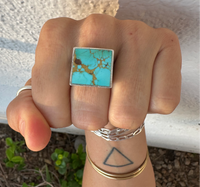 Square Signet Ring with Royston Turquoise - Size 9