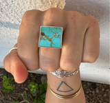 Square Signet Ring with Royston Turquoise - Size 9