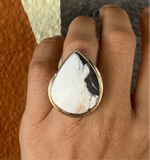 White Buffalo Teardrop Ring