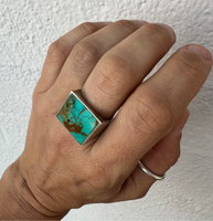 Square Signet Ring - Royston Turquoise - Size 9