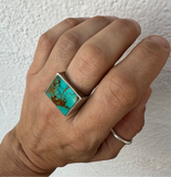 Square Signet Ring - Royston Turquoise - Size 9