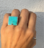 Square Signet Ring with Royston Turquoise - Size 7.5