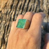 Green Royston Turquoise Square Signet, Size 9.5