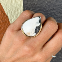 White Buffalo Teardrop Ring