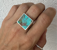 Square Signet Ring - Royston Turquoise - Size 9