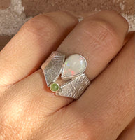 Australian Opal and Jade Ring, Size 6