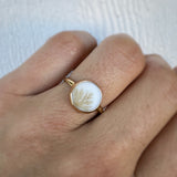 Round Dendritic Agate Gold Ring