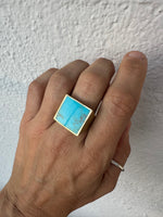 Square Signet Ring - Kingman Turquoise - Size 8.5