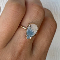 Dendritic Agate Teardrop Gold Ring
