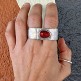 Double Ring band with Hessonite Garnet.