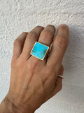 Square Signet Ring - Kingman Turquoise - Size 8.5