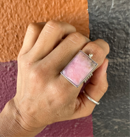 Peruvian Pink Opal Rectangle Ring