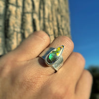 Ammolite Teardrop Ring, Size 6.5