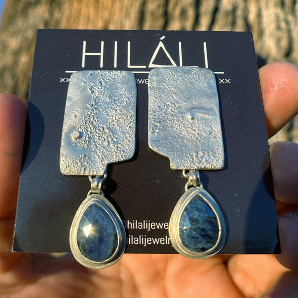 Blue sapphire post earrings