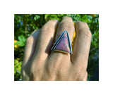 Triangle Rhodonite Ring