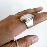 White Buffalo Ring - white oval