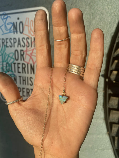 Triangle Boulder Opal and 18K Necklace