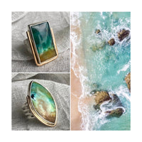 Opalized Wood, marquis-shaped ring