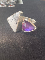 White Buffalo and Amethyst Floating Ring