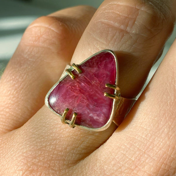 Rhodolite ring with prongs