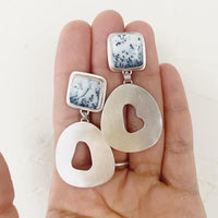 Dendritic Agate Squares Earrings
