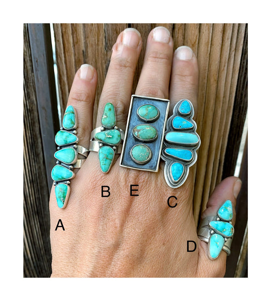 Multi stone turquoise rings
