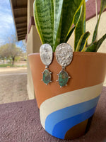 Textured Silver and Royston Turquoise Statement Earrings