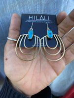 Brass Aria Earring with Blue Ridge  Turquoise