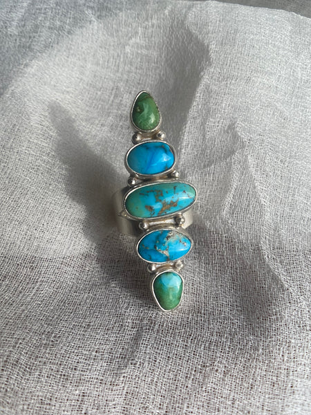 Five-stone Turquoise Ring, Size 8.75